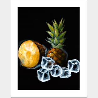 Pineapple and ice cubes Posters and Art